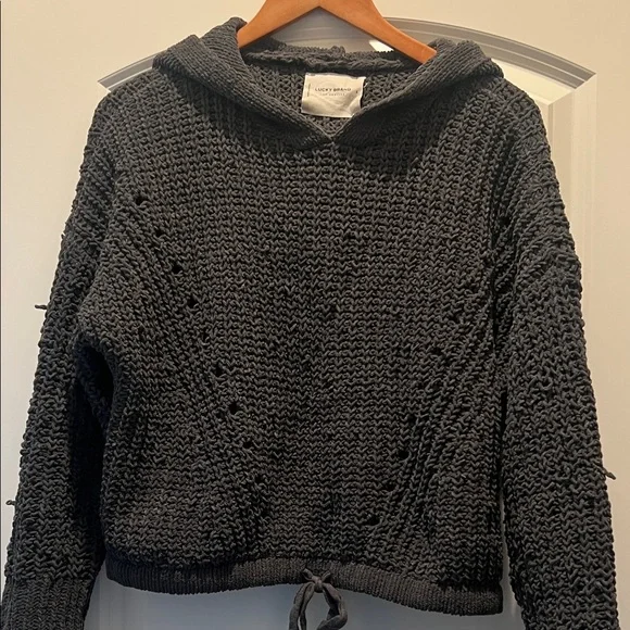 Lucky Brand Charcoal Hoodie Sweater - Picture 1 of 5